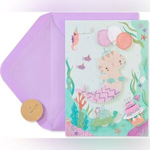 🆕Papyrus Kids Mermaid Kitty Birthday Greeting Card